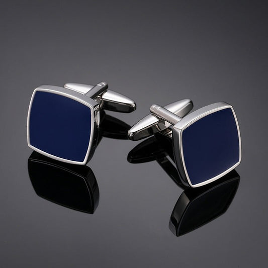 High Quality Men’s French Shirt Cufflinks – Square Blue Background - Elysian Bijoux