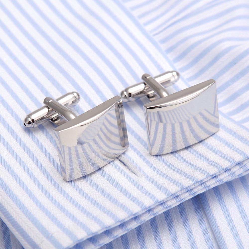 High Quality Plain Glossy Cufflinks – French Western - Style Elegance - Elysian Bijoux