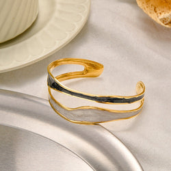 LiquidLine Steel Open Cuff - Elysian Bijoux
