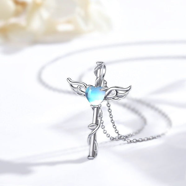 Luna Wings Heartstone Necklace - Elysian Bijoux