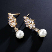 LuxeGleam Zircon & Pearl Earrings - Elysian Bijoux