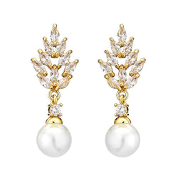 LuxeGleam Zircon & Pearl Earrings - Elysian Bijoux