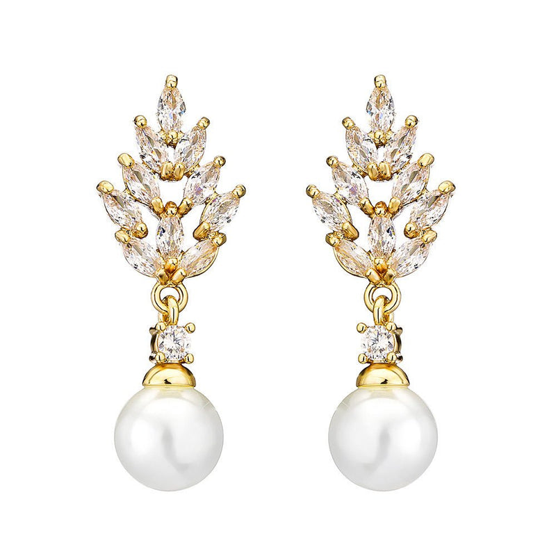 LuxeGleam Zircon & Pearl Earrings - Elysian Bijoux