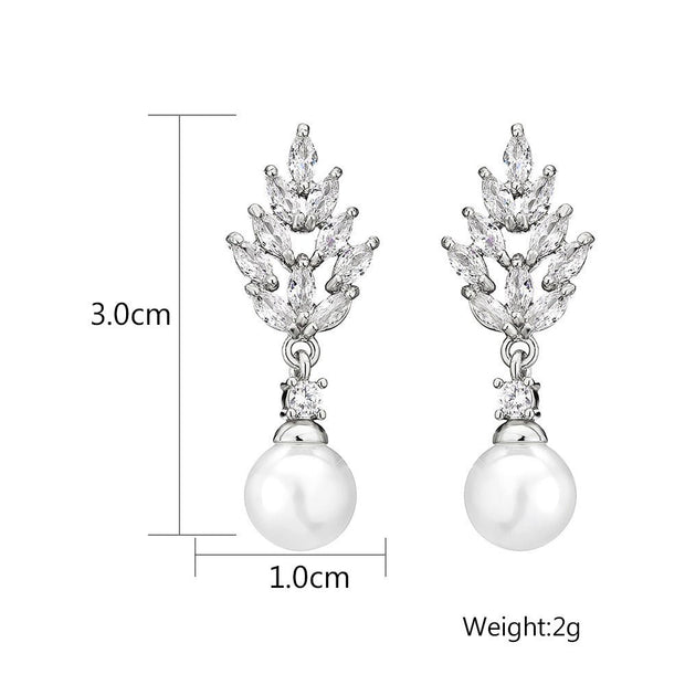 LuxeGleam Zircon & Pearl Earrings - Elysian Bijoux