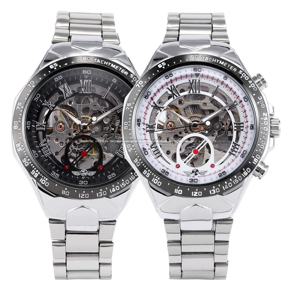 Men’s All - Steel Hollow Automatic Mechanical Watch – Fashion Skeleton Design - Elysian Bijoux
