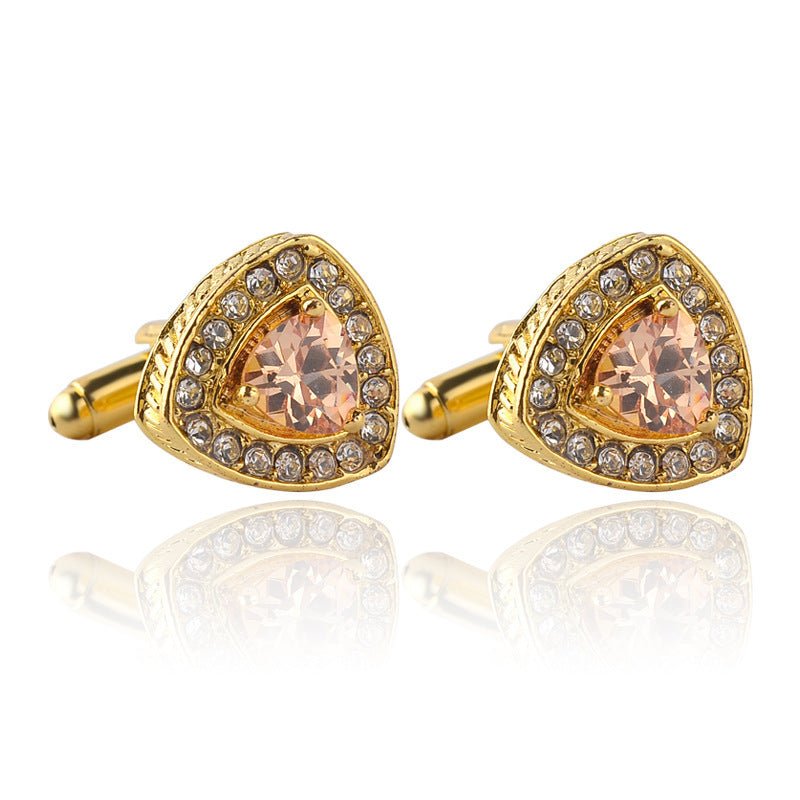 Men’s Shirt Cufflinks – Triangle Crystal French Diamond - Elysian Bijoux