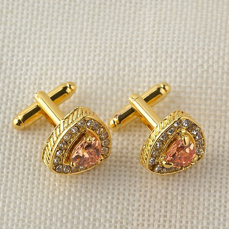 Men’s Shirt Cufflinks – Triangle Crystal French Diamond - Elysian Bijoux