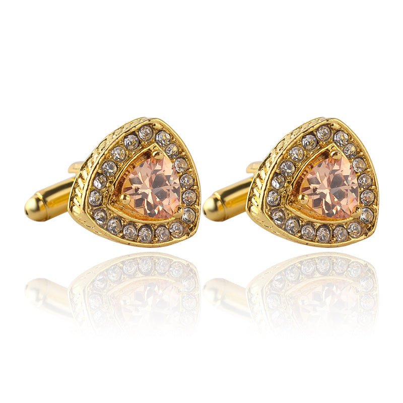 Men’s Shirt Cufflinks – Triangle Crystal French Diamond - Elysian Bijoux