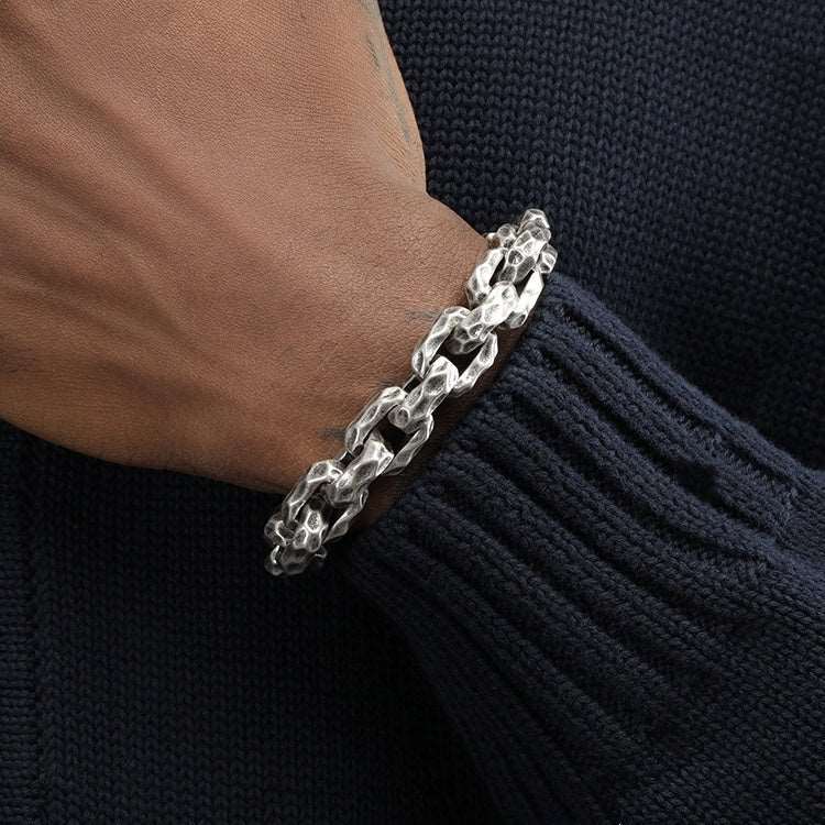 Meteorite Crater Titanium Steel Bracelet – Bold Hip Hop Style - Elysian Bijoux