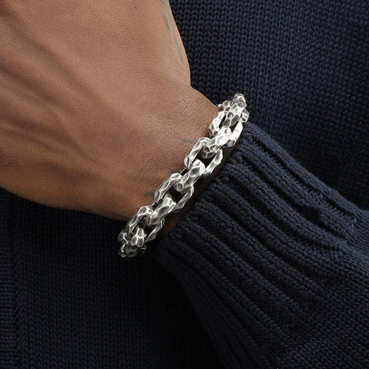 Meteorite Crater Titanium Steel Bracelet – Bold Hip Hop Style - Elysian Bijoux