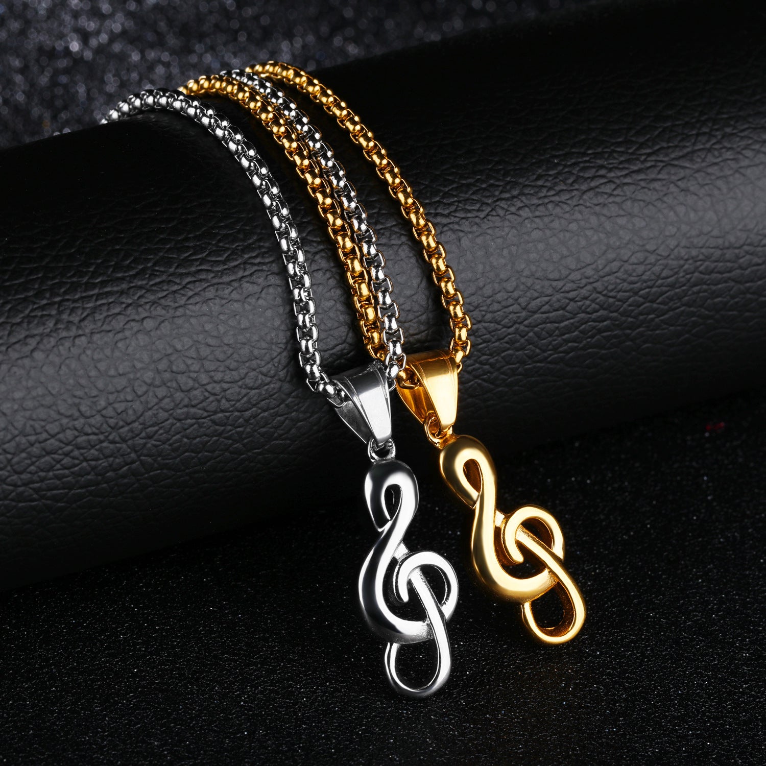Music Symbol Necklace – Titanium Steel - Elysian Bijoux