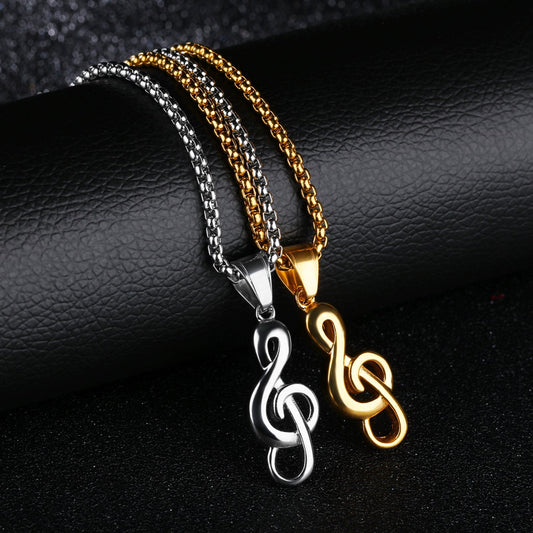 Music Symbol Necklace – Titanium Steel - Elysian Bijoux