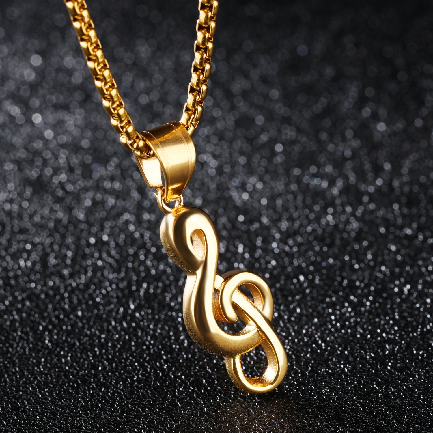 Music Symbol Necklace – Titanium Steel - Elysian Bijoux