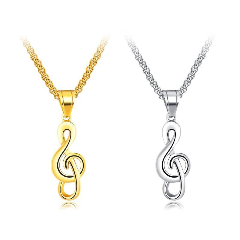 Music Symbol Necklace – Titanium Steel - Elysian Bijoux