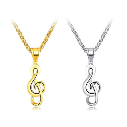 Music Symbol Necklace – Titanium Steel - Elysian Bijoux