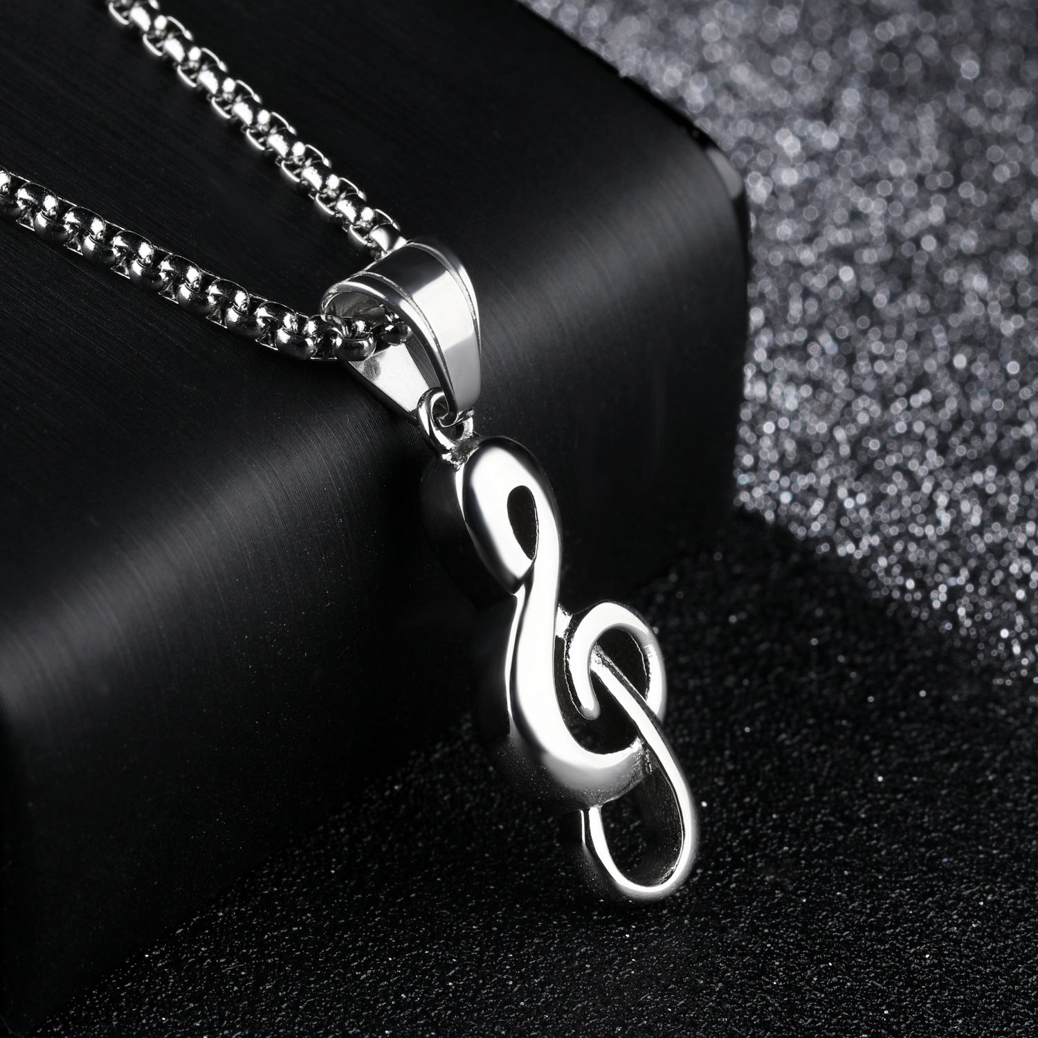 Music Symbol Necklace – Titanium Steel - Elysian Bijoux