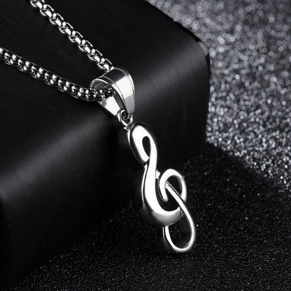 Music Symbol Necklace – Titanium Steel - Elysian Bijoux