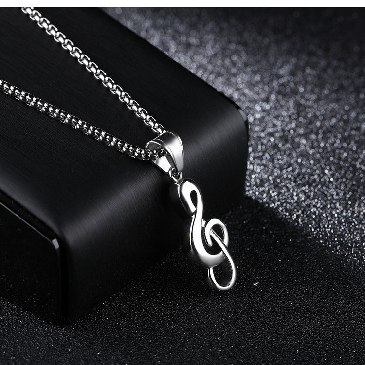 Music Symbol Necklace – Titanium Steel - Elysian Bijoux