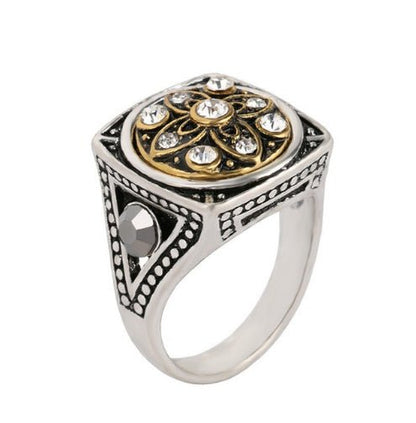 New Arrival King & Queen Crown Signet Ring – Vintage Silver Carved Punk Jewelry - Elysian Bijoux