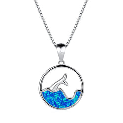 OceanGleam Blue Opal Tail Pendant - Elysian Bijoux