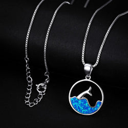 OceanGleam Blue Opal Tail Pendant - Elysian Bijoux