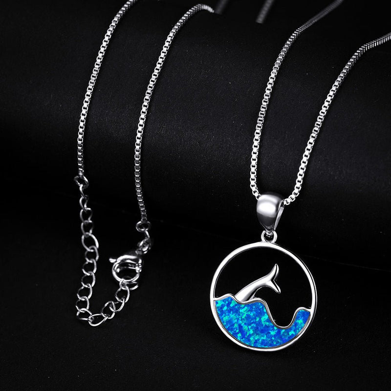OceanGleam Blue Opal Tail Pendant - Elysian Bijoux