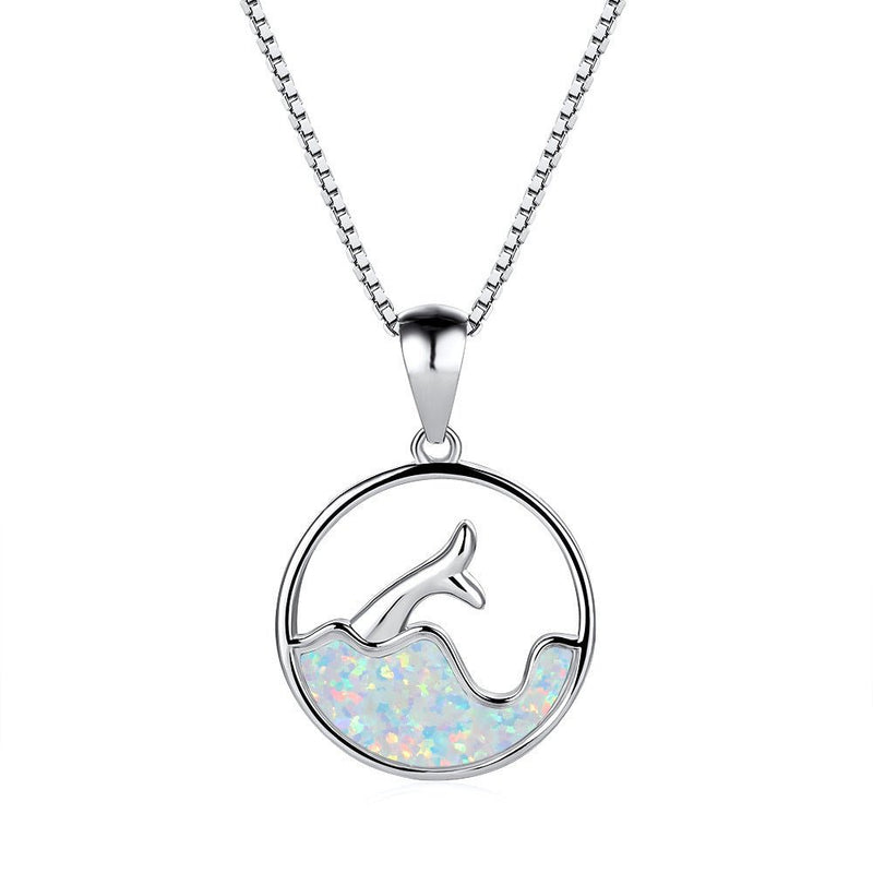 OceanGleam Blue Opal Tail Pendant - Elysian Bijoux