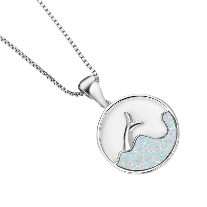 OceanGleam Blue Opal Tail Pendant - Elysian Bijoux