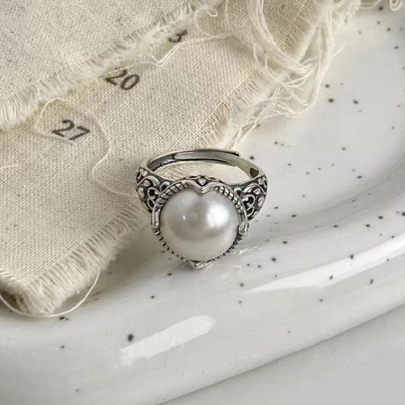 OpenFrame Round Pearl Ring - Elysian Bijoux