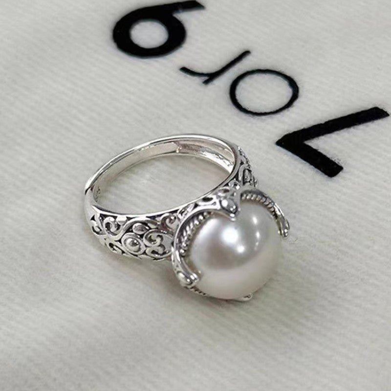 OpenFrame Round Pearl Ring - Elysian Bijoux