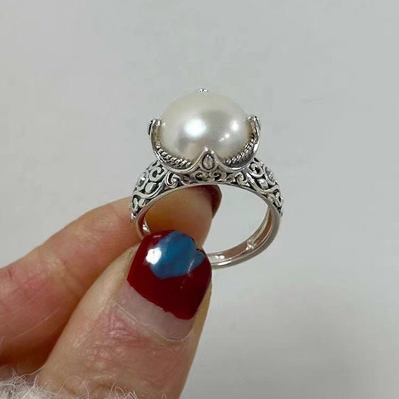 OpenFrame Round Pearl Ring - Elysian Bijoux