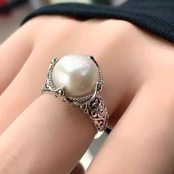 OpenFrame Round Pearl Ring - Elysian Bijoux