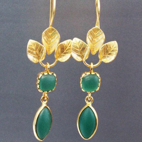 Parisian Leaf Tassel Zircon Drops - Elysian Bijoux