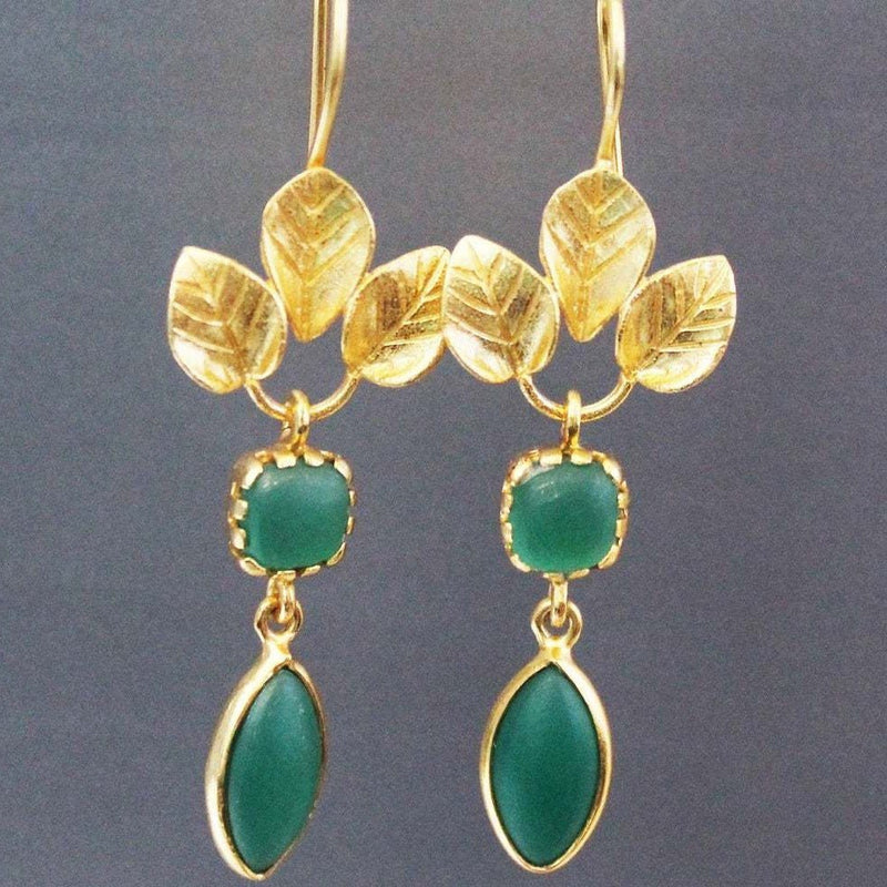 Parisian Leaf Tassel Zircon Drops - Elysian Bijoux