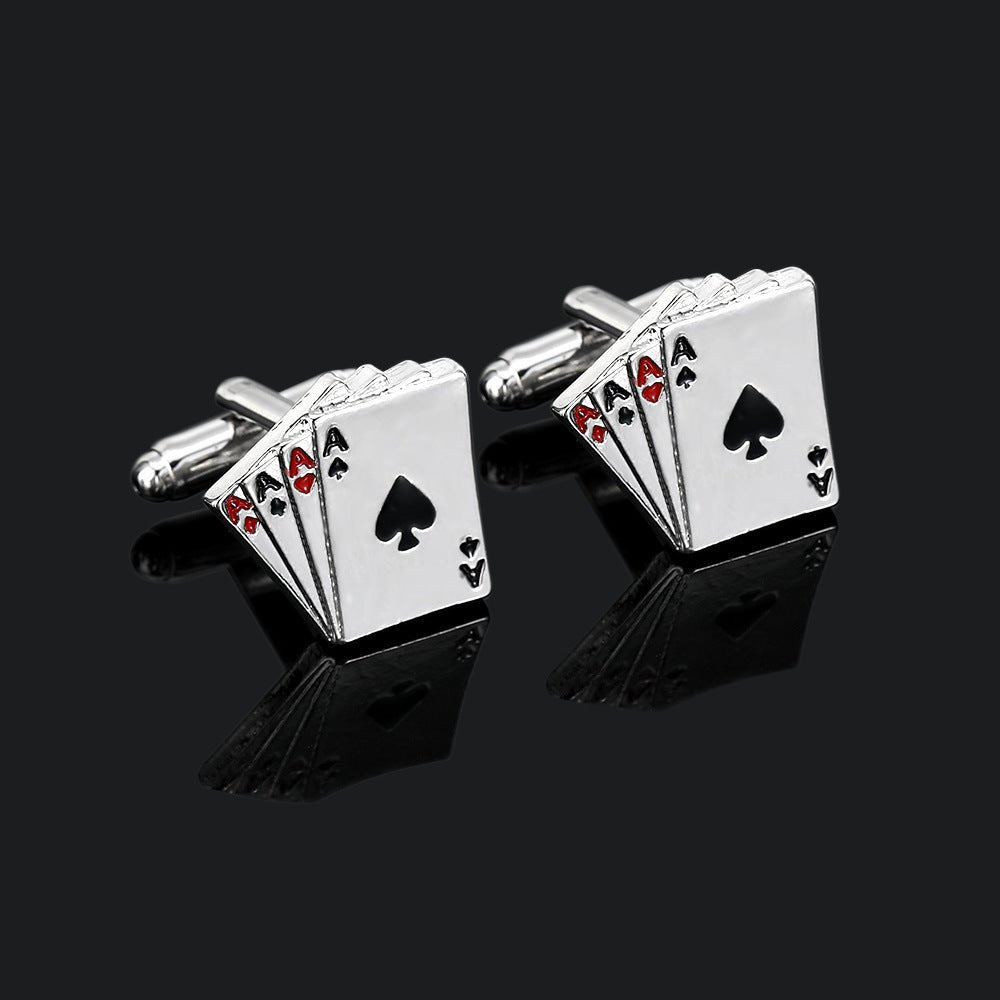 Poker Cufflinks & Tie Clip Business Set – Classic Gift for Men - Elysian Bijoux