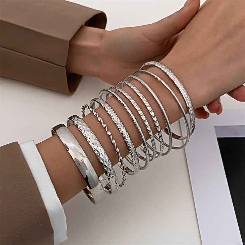 PureGloss Wide Gold Bangle Set (10) - Elysian Bijoux