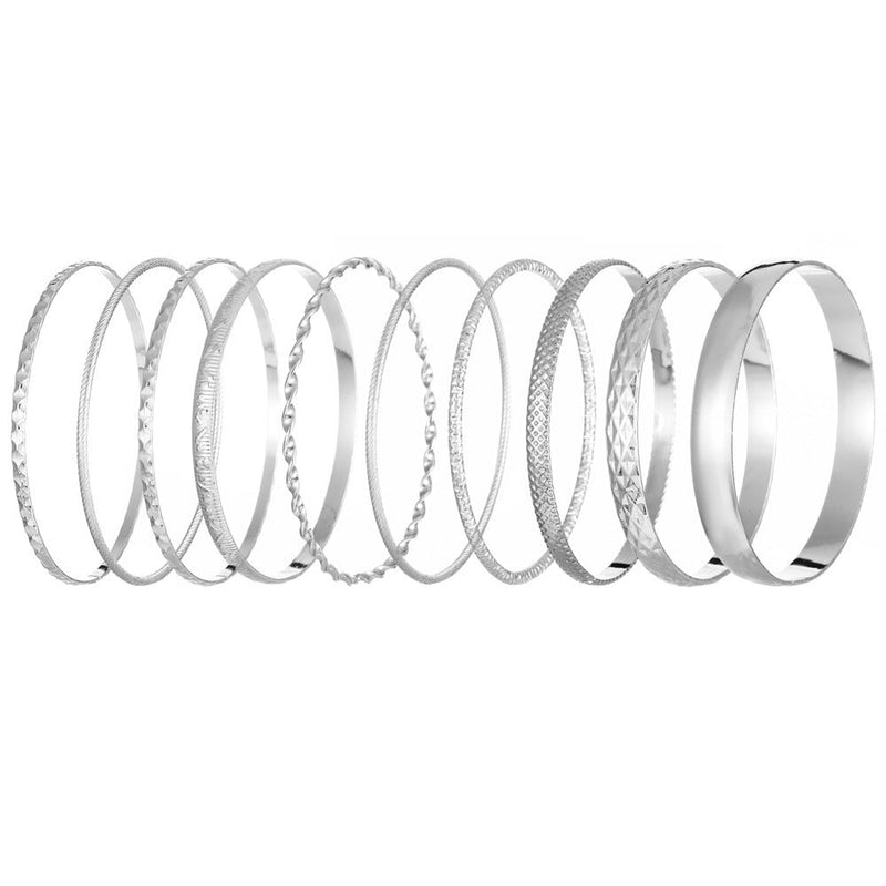 PureGloss Wide Gold Bangle Set (10) - Elysian Bijoux