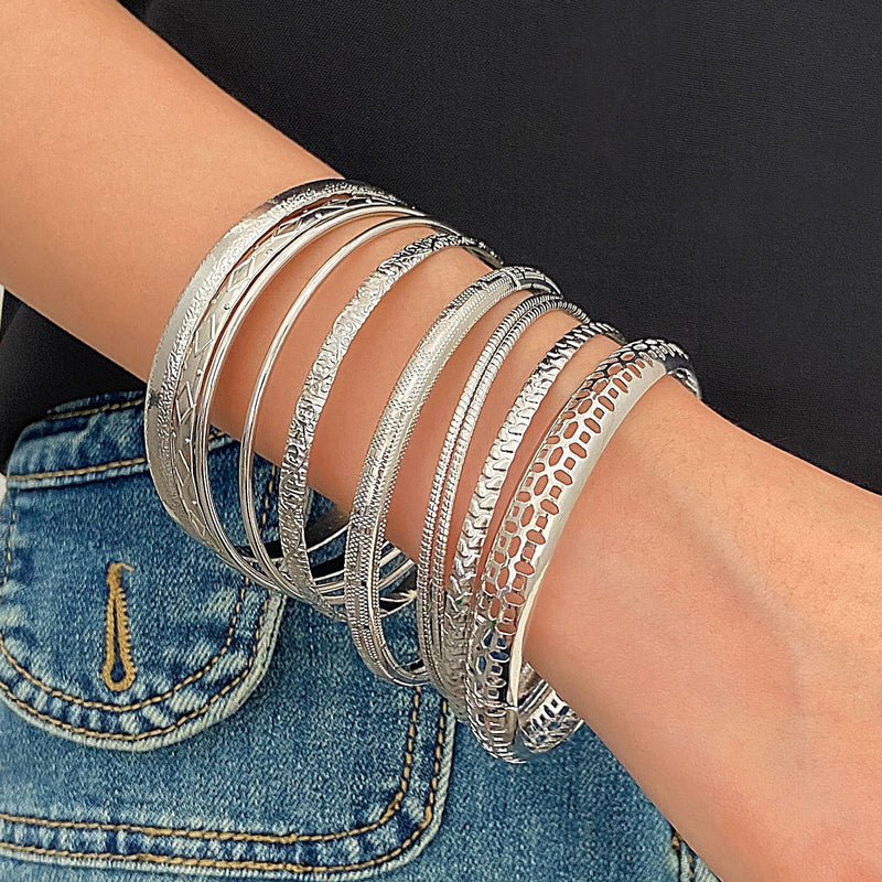 PureGloss Wide Gold Bangle Set (10) - Elysian Bijoux