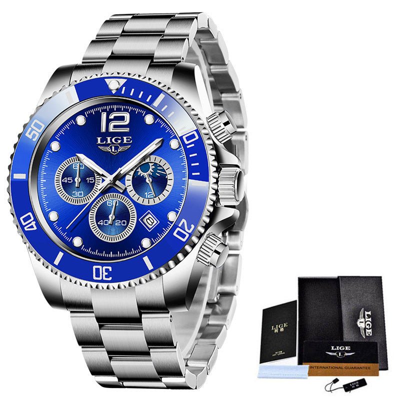 Quartz Men’s Sports Waterproof Chronograph Watch – Multi - Function Precision - Elysian Bijoux