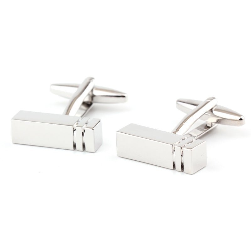 Rectangular Glossy Metal Cufflinks - Elysian Bijoux