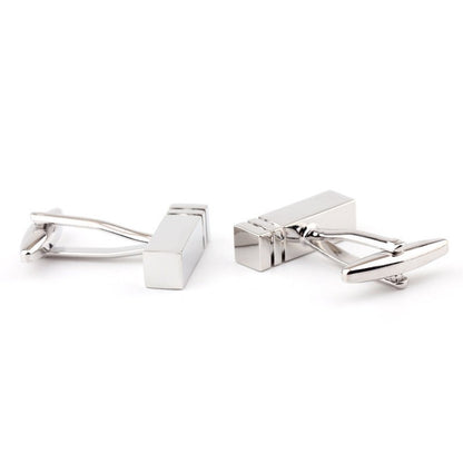 Rectangular Glossy Metal Cufflinks - Elysian Bijoux