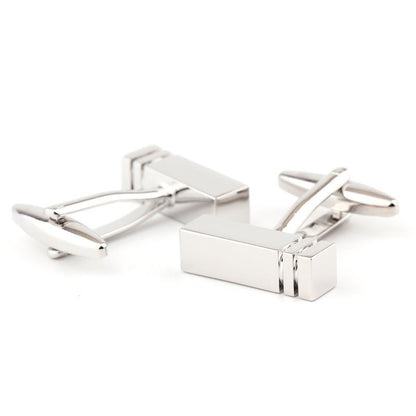 Rectangular Glossy Metal Cufflinks - Elysian Bijoux