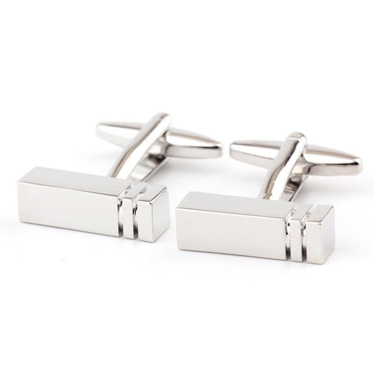 Rectangular Glossy Metal Cufflinks - Elysian Bijoux