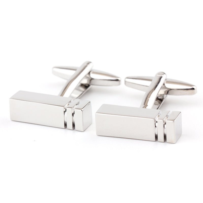 Rectangular Glossy Metal Cufflinks - Elysian Bijoux
