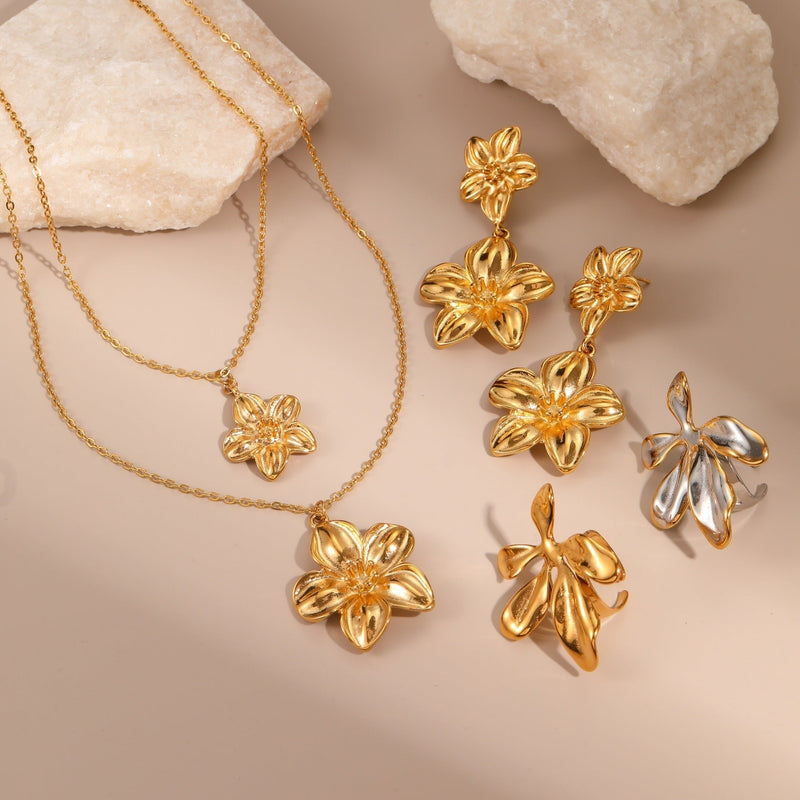 Regal Bloom Titanium Blossom Set - Elysian Bijoux