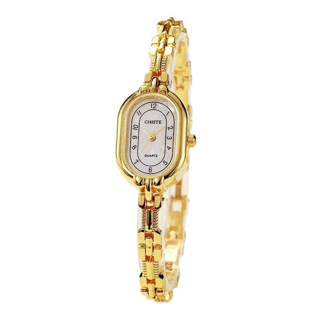 Retro Oval Women’s Bracelet Watch – Elegant Fritillary Style - Elysian Bijoux