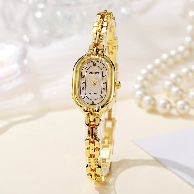 Retro Oval Women’s Bracelet Watch – Elegant Fritillary Style - Elysian Bijoux