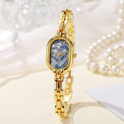 Retro Oval Women’s Bracelet Watch – Elegant Fritillary Style - Elysian Bijoux