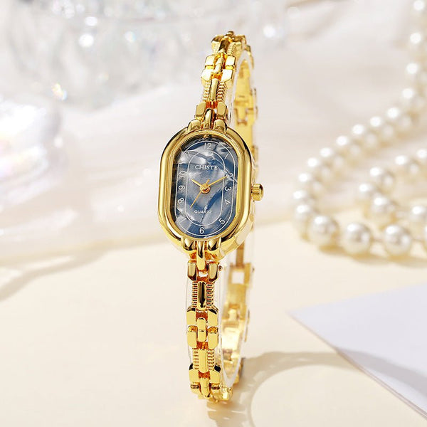 Retro Oval Women’s Bracelet Watch – Elegant Fritillary Style - Elysian Bijoux
