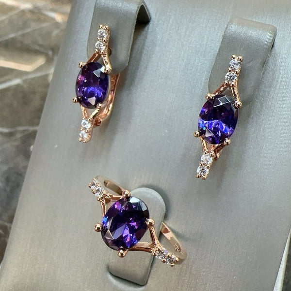 Rose Gold Amethyst Jewelry Set - Elysian Bijoux